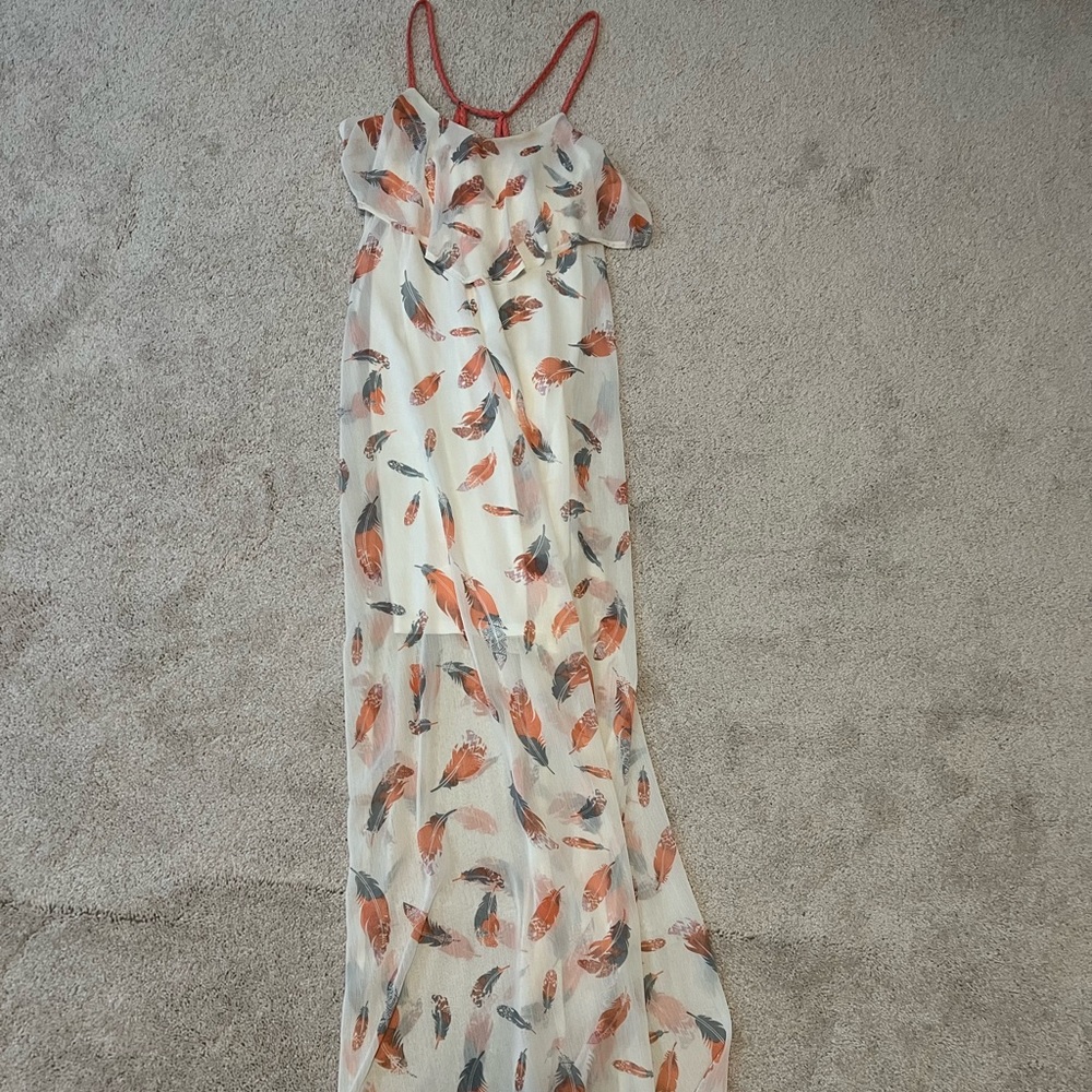 Xhilaration feather maxi dress size small